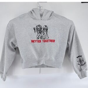 Chucky Bride of Chucky Better Together Cropped Hoodie Gray Womens Medium MD